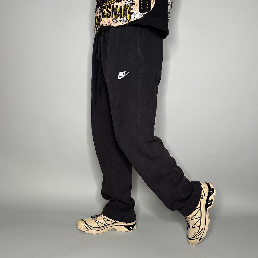 Vintage Y2K Nike Sweatpants Mens XL Baggy Wide Leg Black White Swoosh Cotton